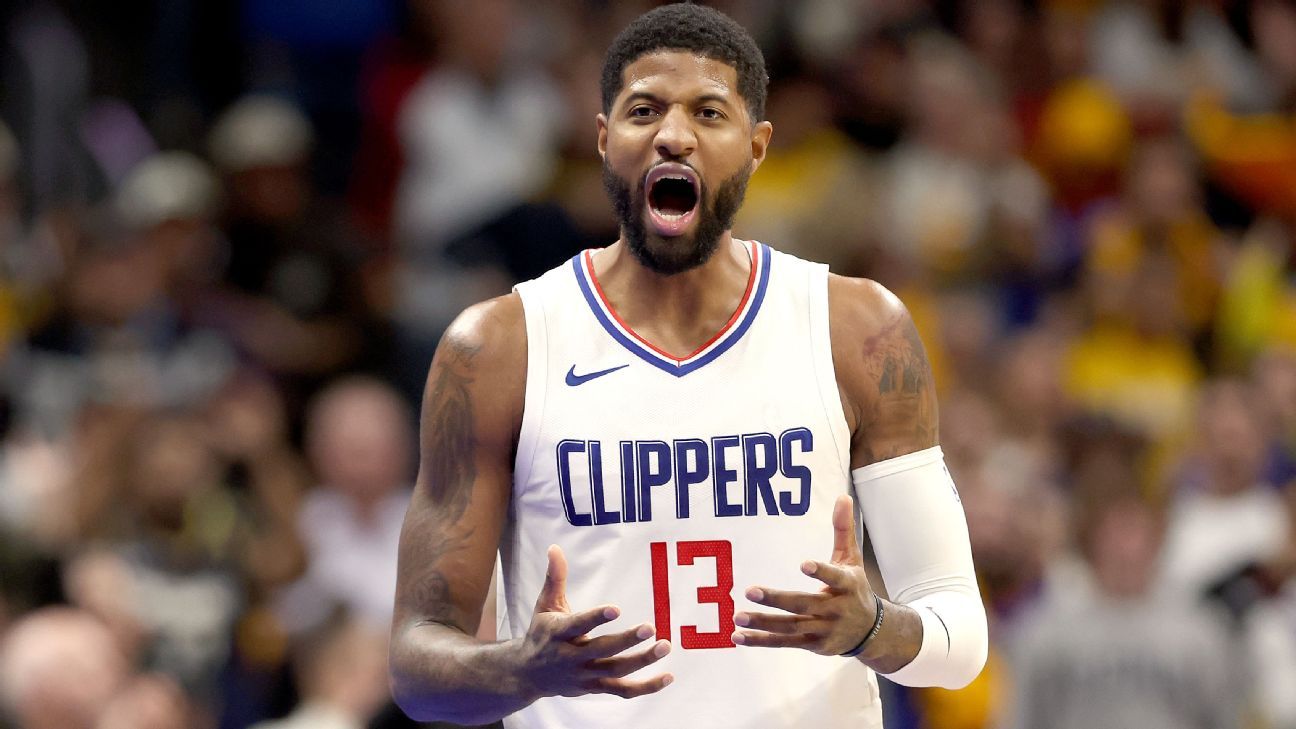 Paul George calls the referees after the Clippers’ loss to the Nuggets