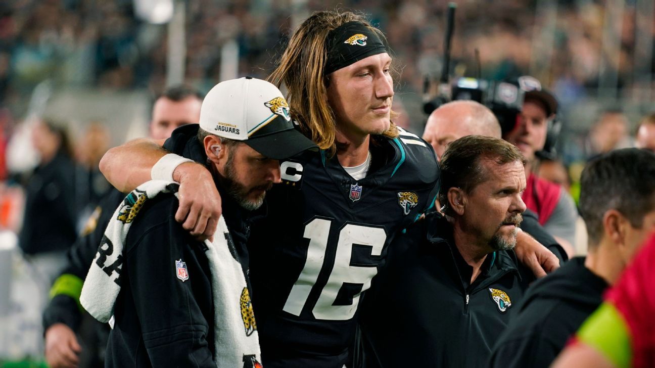 Jaguars’ Trevor Lawrence is out after suffering an ankle injury late against the Bengals